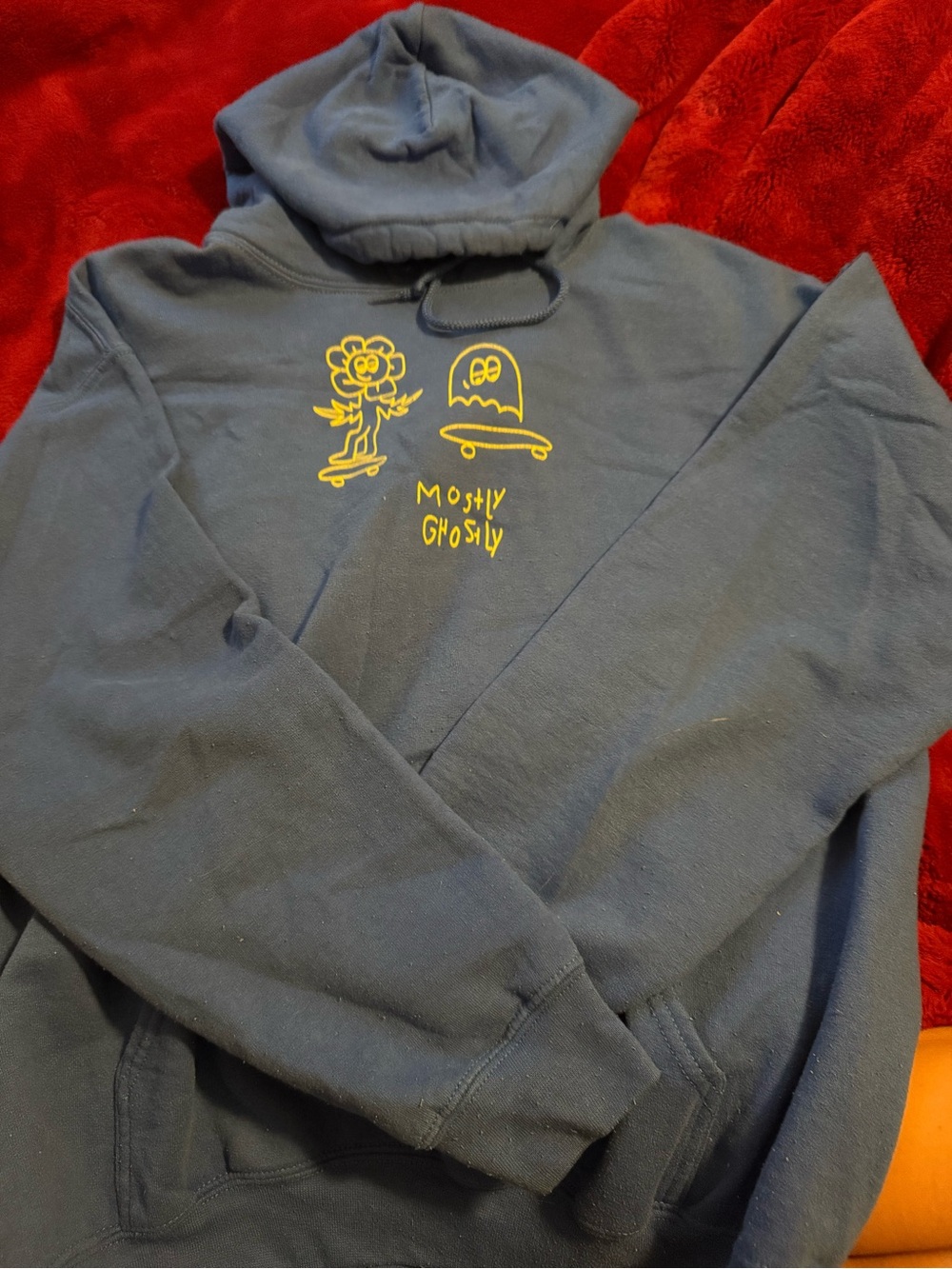 LONELY GHOST Blue Hoodie with White Logo